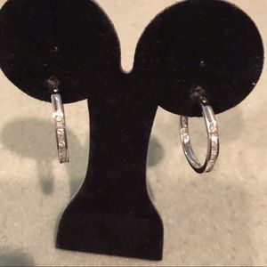 14K DIAMOND 1 CARAT HOOPS WHITE GOLD